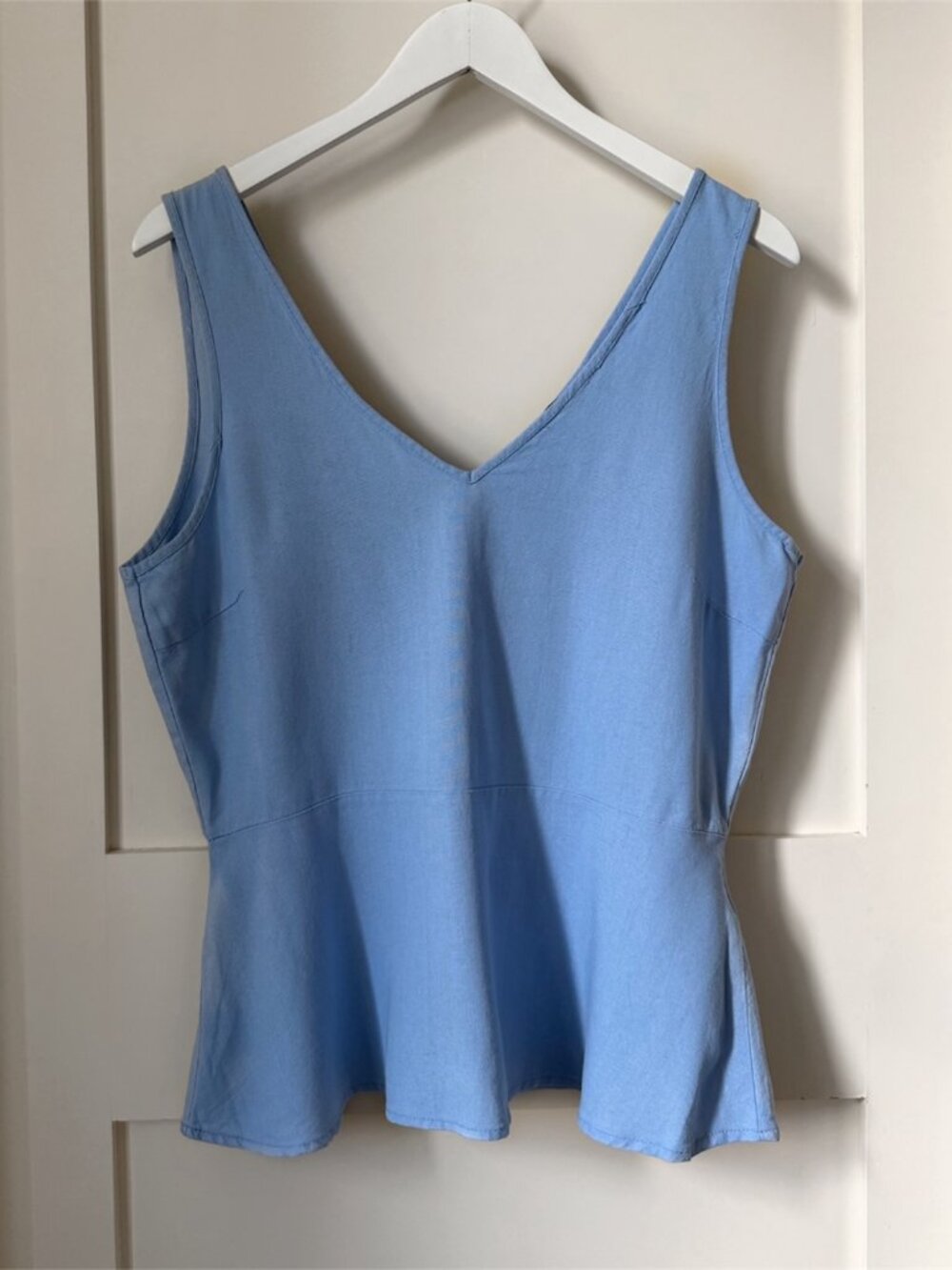 Vero Moda Blue Linen-Blend Button-Back Peplum Blouse - NWOT - Large
